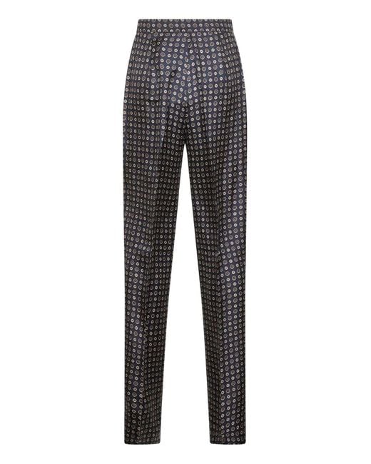 Max Mara Gray Printed Twill Fauna Straight Trousers