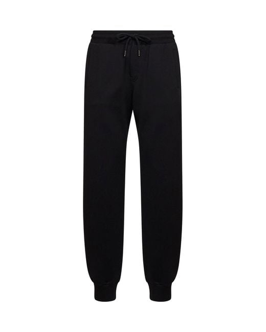 Dolce & Gabbana Black Dolce & Gabbana Cotton Fleece Embroidered Sweatpants for men