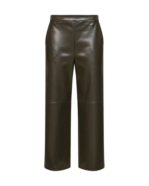 Max Mara Green Dark Khaki Coated Jersey Smmamati Cropped Trousers