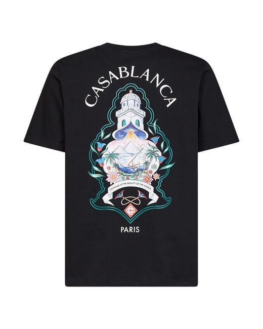 Casablanca Black Cotton Jersey Hotel Emblem T-Shirt for men