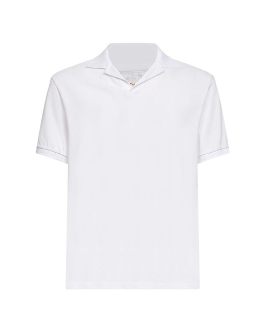 Mc2 Saint Barth White Stretch Cotton Piquet Charles Buttonless Polo Shirt for men