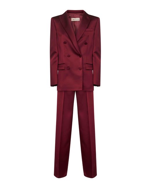 Blanca Vita Red Burgundy Satin Telvera Suit