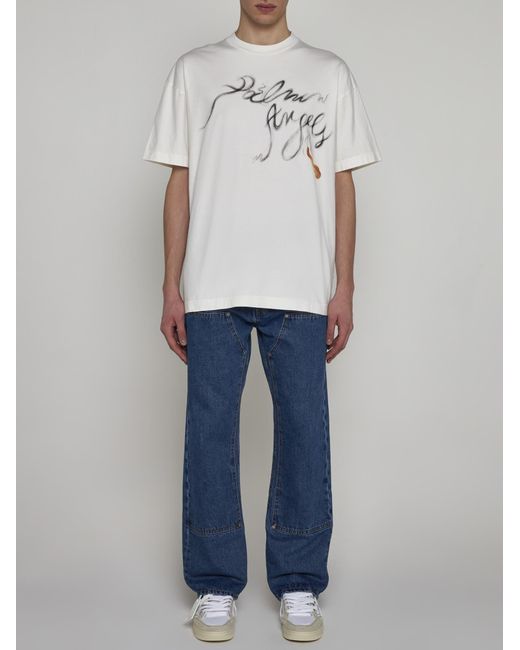 Palm Angels White Foggy Pa Cotton T-shirt for men