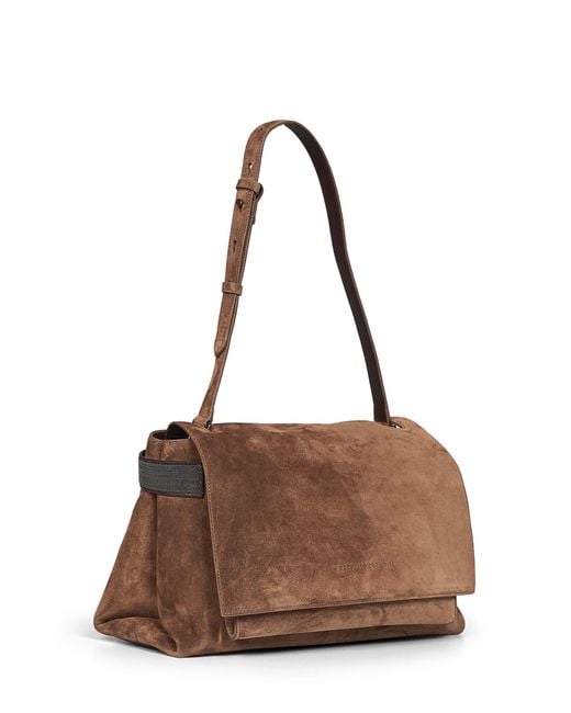 Brunello Cucinelli Brown Caramel Essence Crossbody Bag