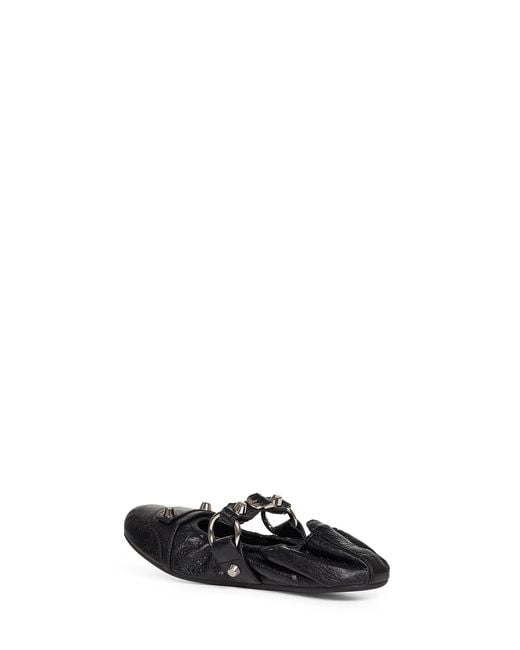 Balenciaga White Arena Lambskin City Ballet Flats