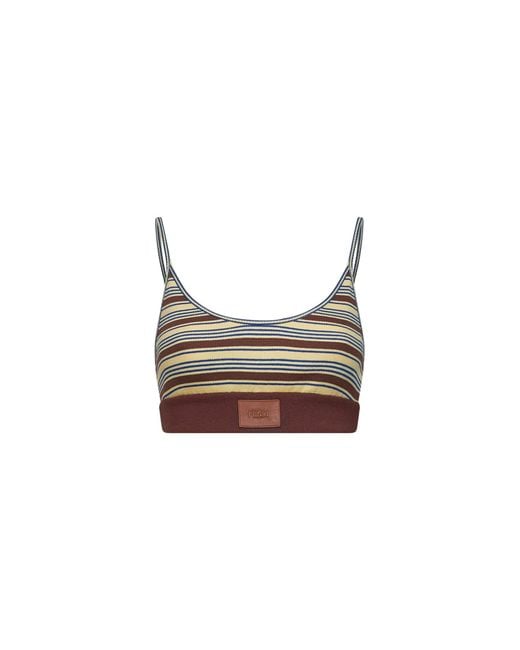 Fendi Multicolor Striped Cotton Knit Bralette Top