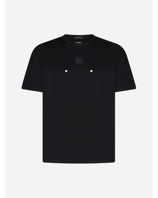 C P Company Black Logo And Pockets Cotton T-Shirt for men