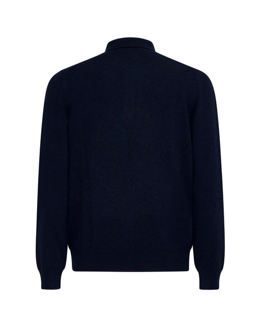 D 40 Blue Virgin Wool, Viscose And Cashmere Polo Shirt for men