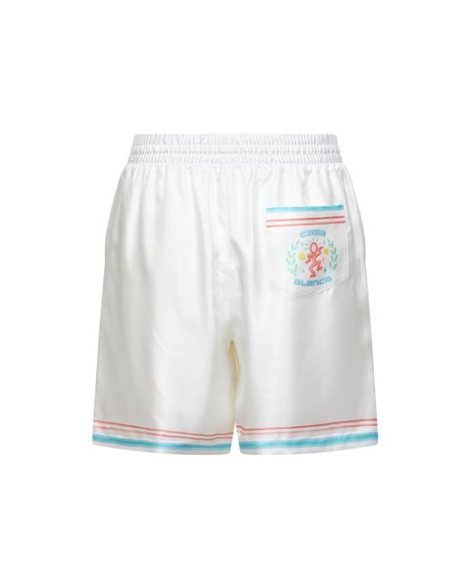 Casablanca White Silk Twill Dance Joy Shorts for men