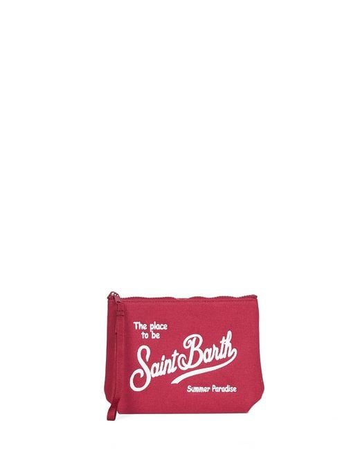 Mc2 Saint Barth Burgundy Aline Embroidered Clutch Bag for men