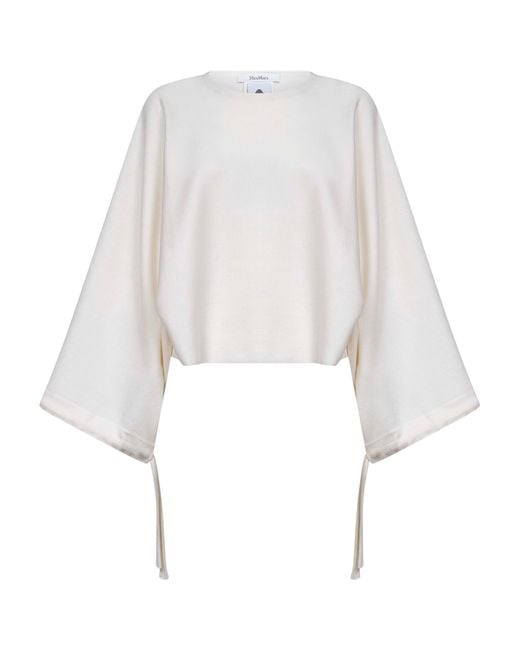 Max Mara White Wool Knit Frais Cropped Sweater