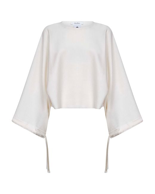 Max Mara White Wool Knit Frais Cropped Sweater