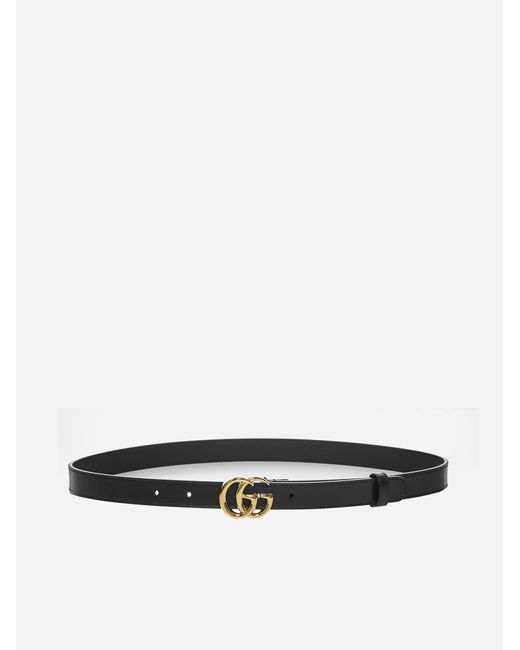 Gucci White GG Marmont Leather Belt