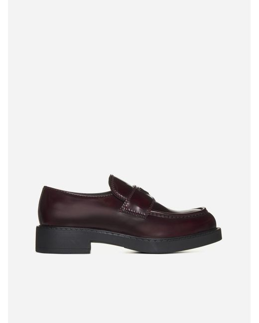 Prada Brown Chocolate Leather Loafers for men