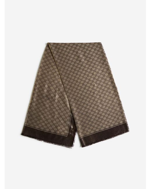 Gucci Brown GG Jacquard Wool Stole