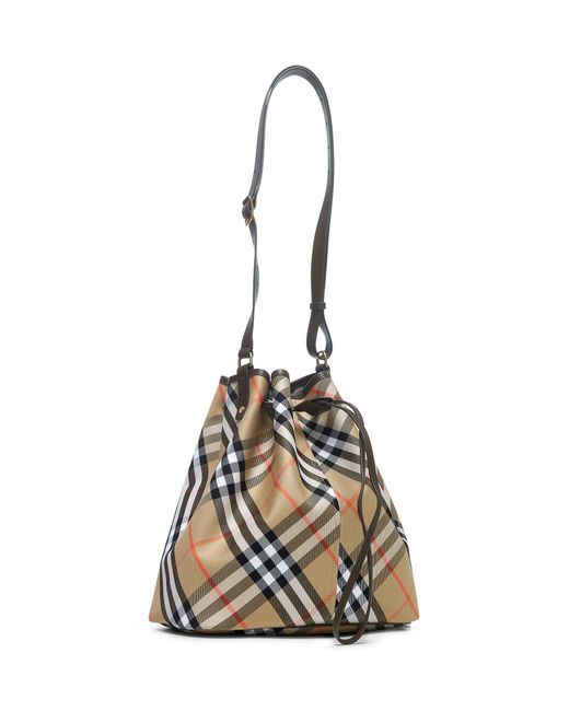 Borsa A Secchiello Check Media<Br di Burberry in Natural