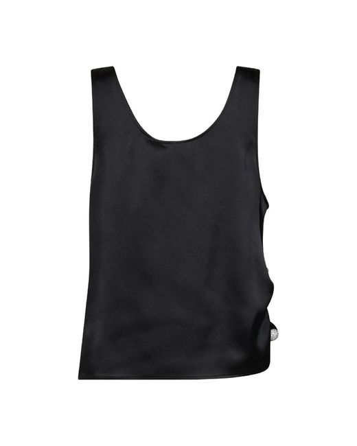 GIUSEPPE DI MORABITO Black Satin Draped Top