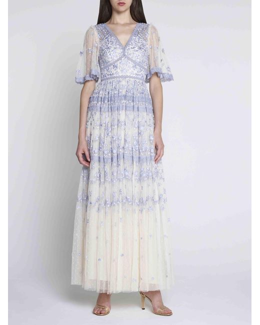 sachin and babi light blue dress Valentine Ruffle Gown  Cream