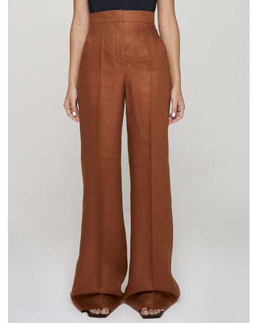 Max Mara Brown Hangar Linen Trousers