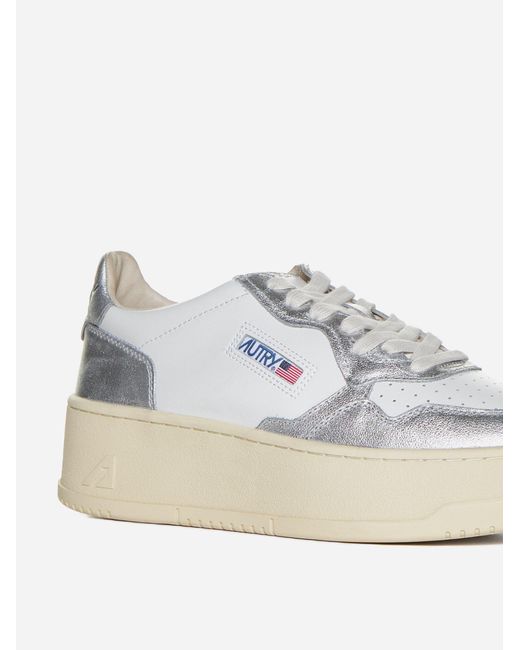 Autry White Medalist Platform Leather Sneakers