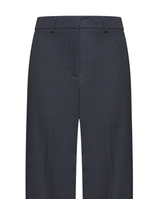 Blanca Vita Blue Melange Gabardine Pleio Palazzo Trousers