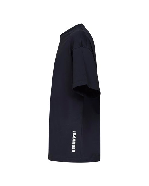 Jil Sander Blue Midnight Cotton Boxy T-Shirt With Logo for men