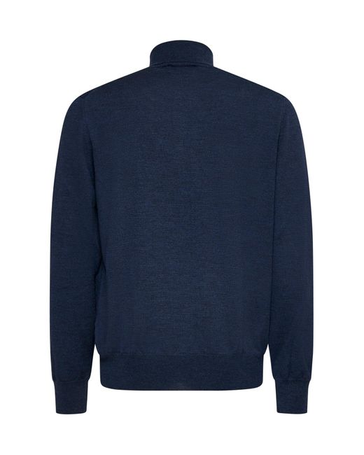 D 40 Blue Virgin Wool Turtleneck Sweater for men