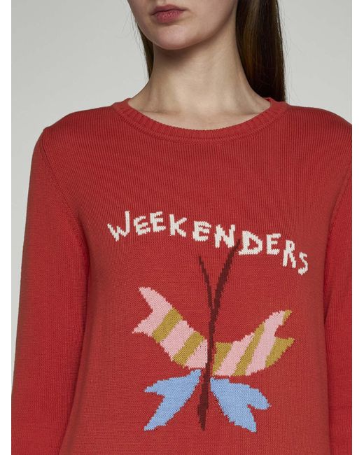 Weekend by Maxmara Red Amica Cotton-blend Sweater
