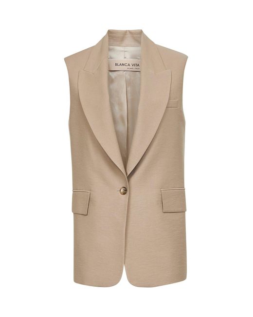 Blanca Vita Natural Viscose Blend Gelly Sleeveless Blazer
