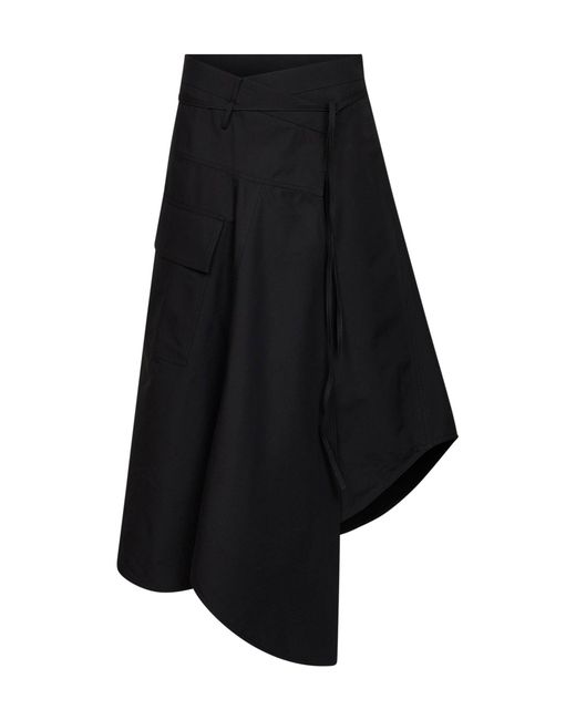 Bottega Veneta Black Long Asymmetric Cotton Skirt