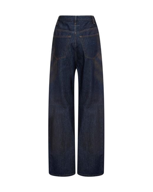 MM6 by Maison Margiela Blue Washed Cotton Denim Wide-Leg Jeans