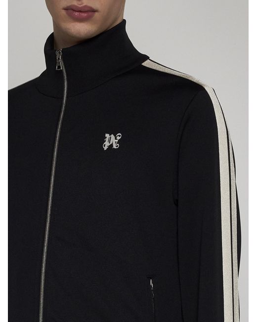 Palm Angels Black Monogram Jersey Track Jacket for men