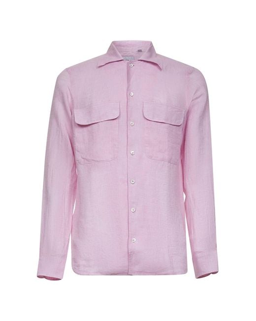 Tagliatore Pink Linen Shirt for men