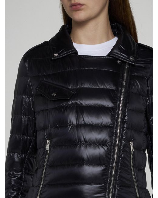 Herno Black Biker-style Quilted Nylon Down Jacket