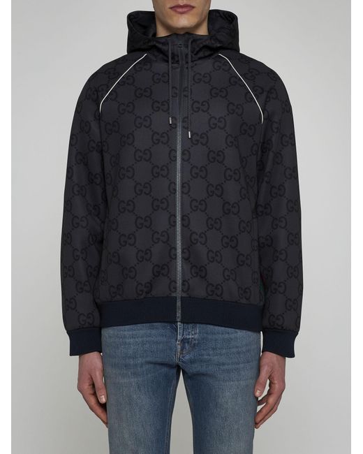 Gucci Blue GG Technical Fabric Hooded Jacket for men