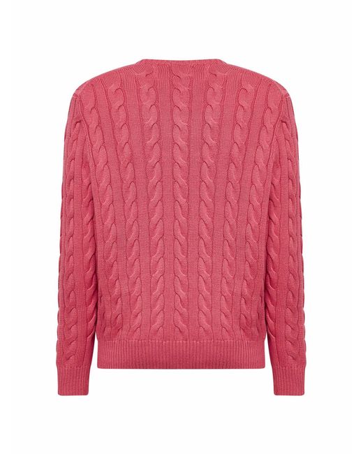 Polo Ralph Lauren Pink Pale Cable Knit Cotton Crewneck Sweater for men