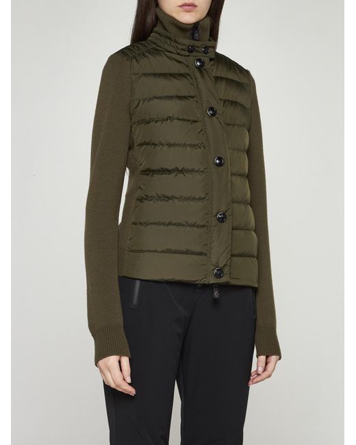 3 MONCLER GRENOBLE Padded Nylon And Knit Cardigan in Green | Lyst