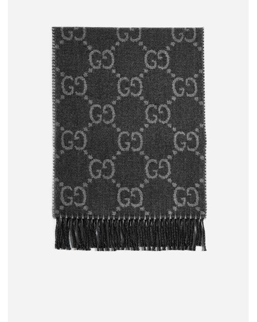 Gucci Black GG Wool Scarf for men