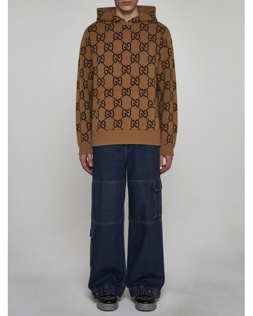 Gucci Brown GG Wool Hooded Sweater for men