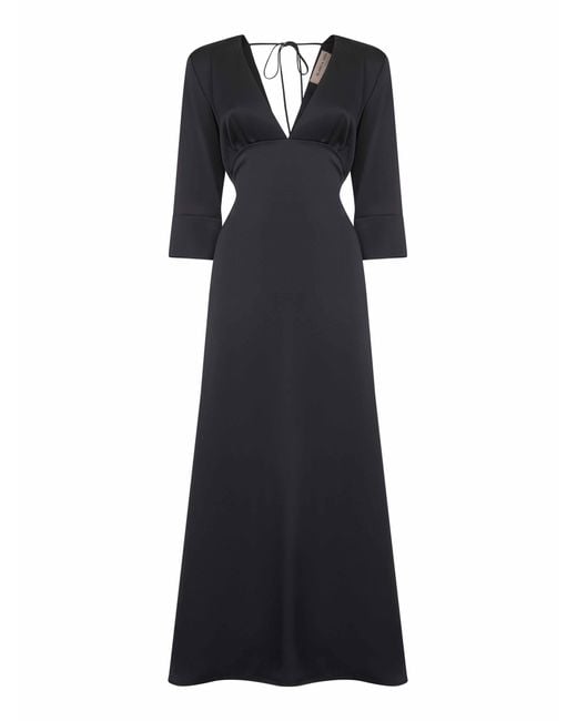 Blanca Vita Black Midnight Satin Albox Long Dress