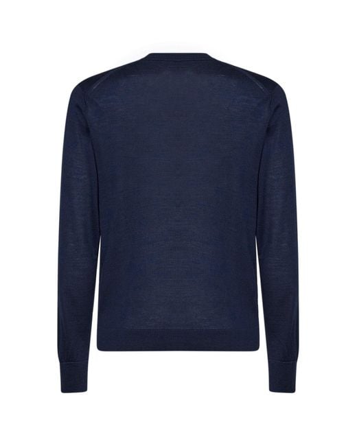 Etro Blue Wool And Silk Pegaso-Embroidered Sweater for men
