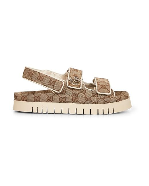 Gucci White Gg Canvas Sandals