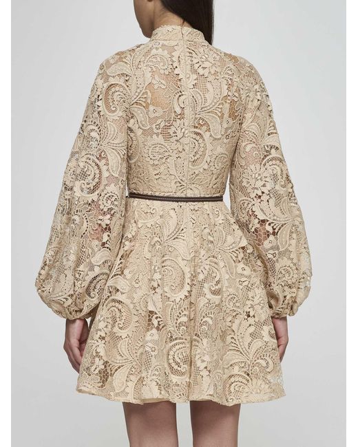 Zimmermann Waverly Lace Mini Dress in Natural | Lyst