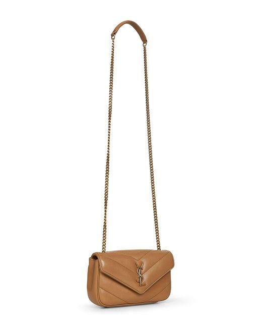 Borsa A Tracolla Loulou Mini di Saint Laurent in Natural