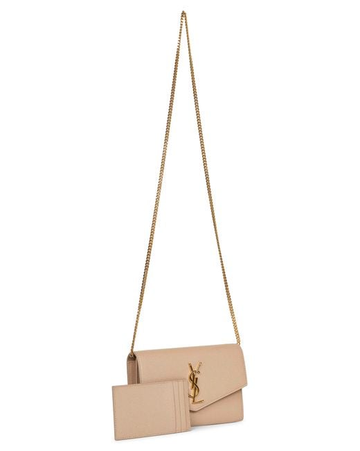 Saint Laurent Natural Dark Uptown Chain Wallet