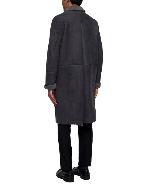 Salvatore Santoro Blue Leather And Shearling Coat for men