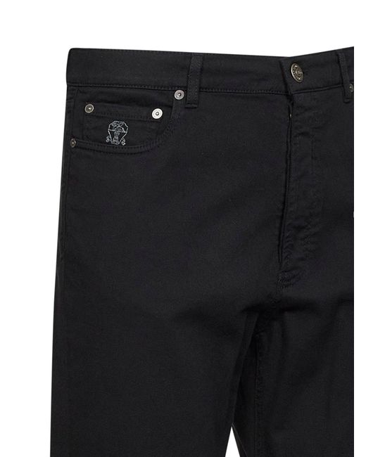 Brunello Cucinelli Black Garment-Dyed Lightweight Comfort Denim Iconic Fit Jeans