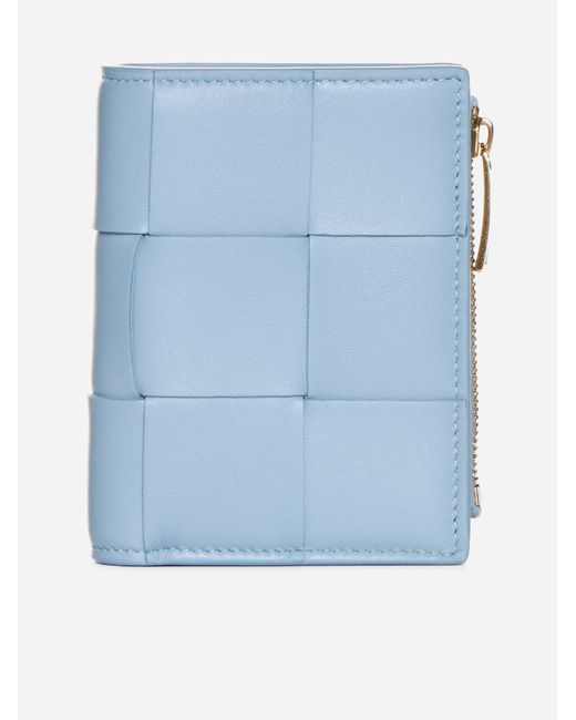 Bottega Veneta Blue Intreccio Nappa Leather Bifold Wallet