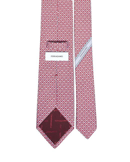 Ferragamo Pink Gancini Silk Twill Tie for men