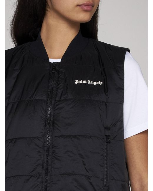 Palm Angels Black Quilted Nylon Down Vest